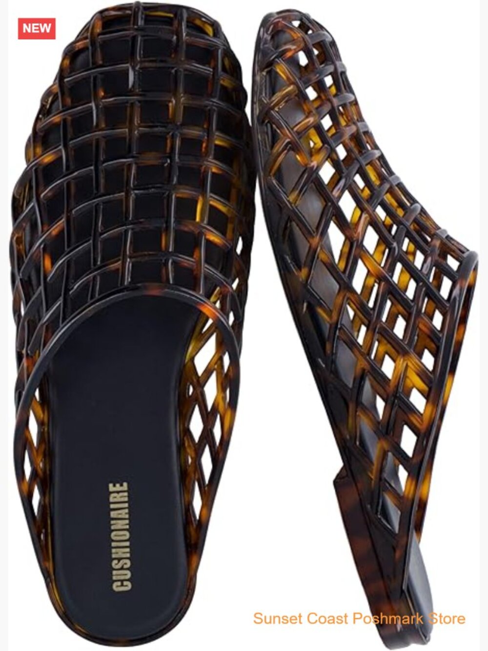 Jelly Flats Closed Toe Slip On Lightweight Woven Design Mules with Cushioned